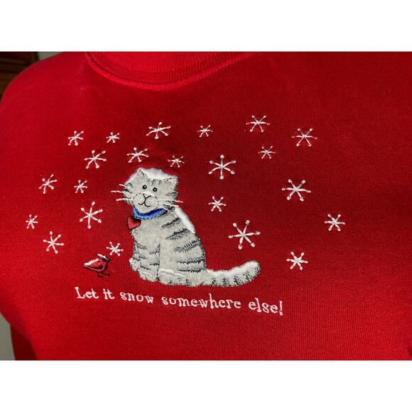 let it snow somewhere else! cat sweatshirt vintage - Picture 2 of 8